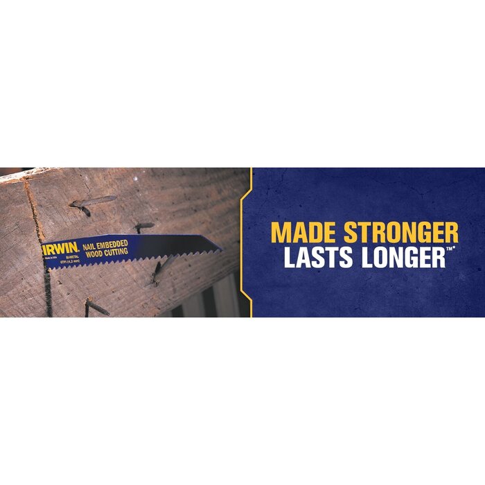 IRWIN Reciprozaagblad 300mm 6TPI, 5x zagen van hout met spijkers