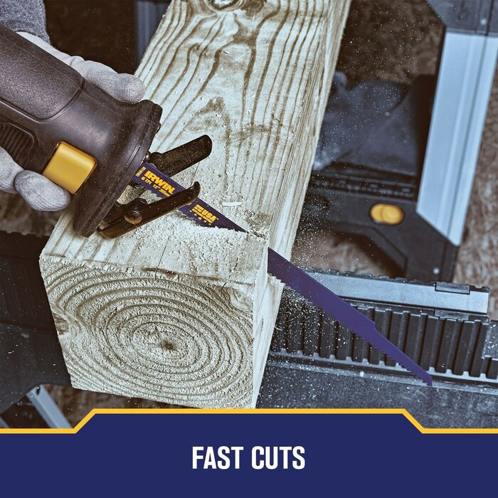 IRWIN Reciprozaagblad 300mm 6TPI, 5x zagen van hout met spijkers