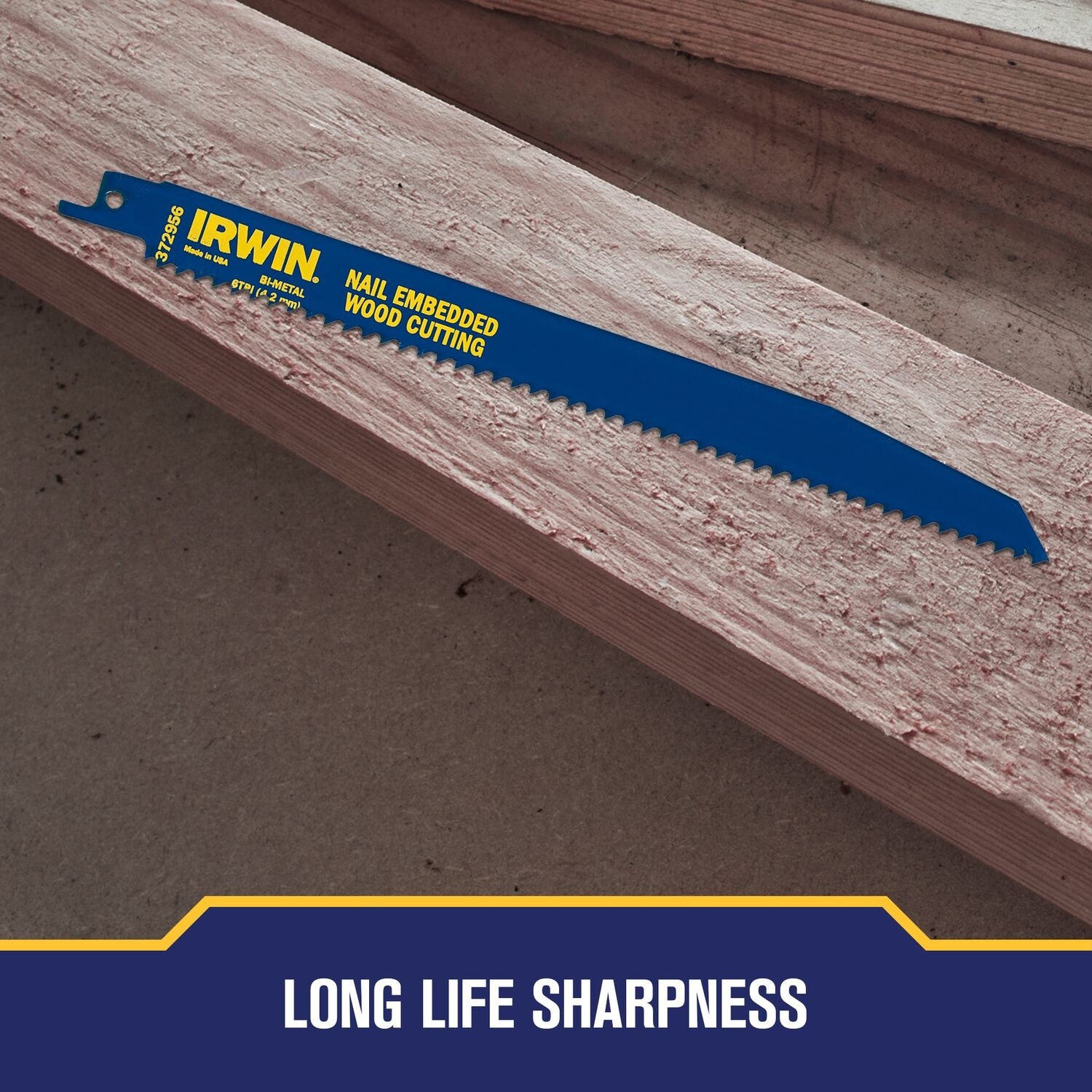 IRWIN Reciprozaagblad 300mm 6TPI, 5x zagen van hout met spijkers