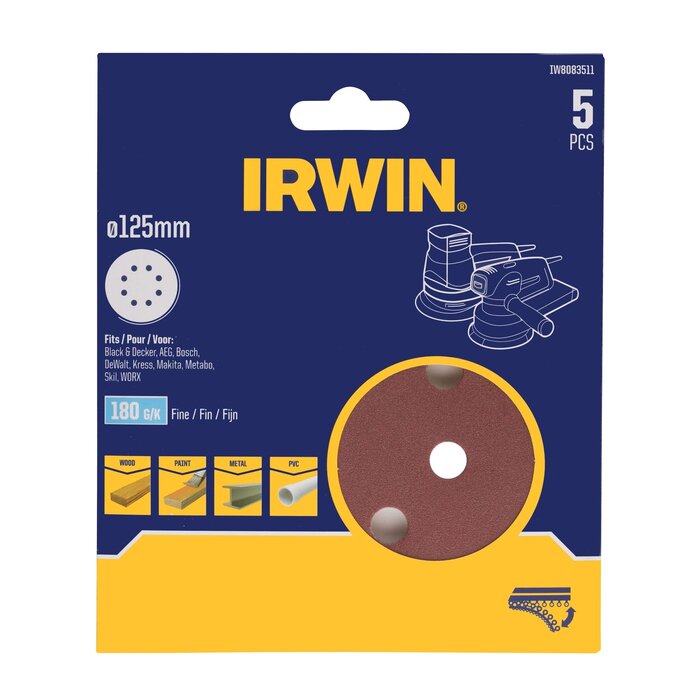 IRWIN Schuurschijven excentrisch diameter 125mm met klittenband, K180