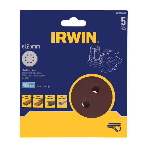 IRWIN Schuurschijven excentrisch diameter 125mm met klittenband, K400