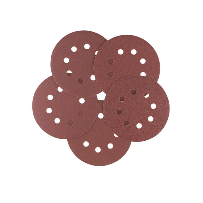 IRWIN Set Schuurschijven 5PCS excentrisch diameter 150mm met klittenband, 1x K60, 1x K80, 2x K120 en 1x K180.