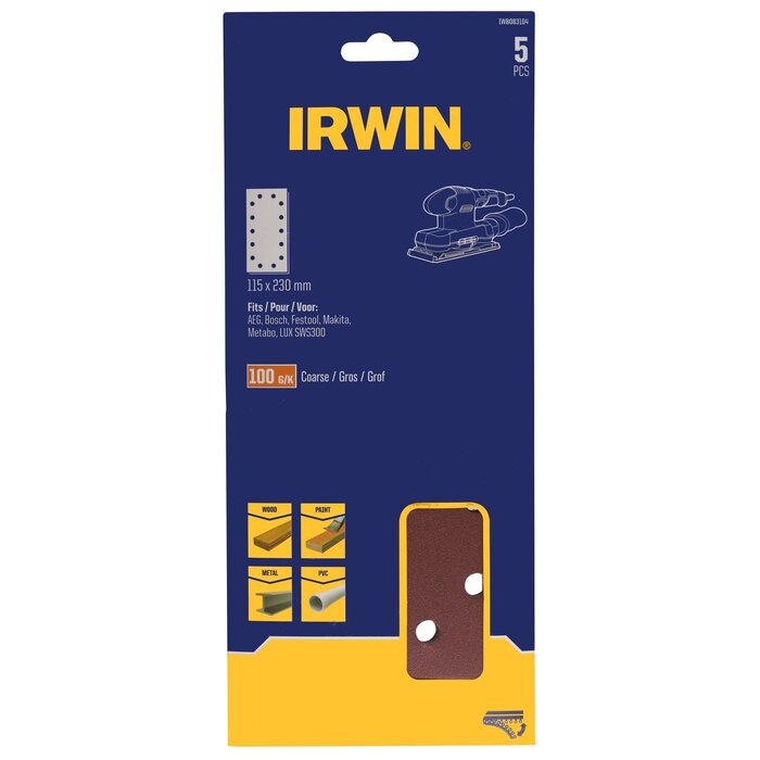 IRWIN Schuurstroken 1/2 vlakschuur 115x230mm met klittenband, K100