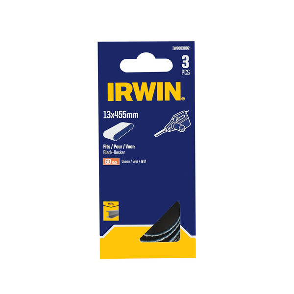 IRWIN Schuurband 3PCS Powerfile, metaal, 13x455mm, K60