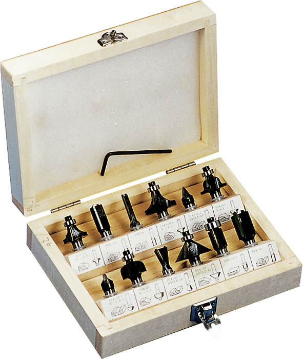 KWB Bovenfrezenset, 12-delig in houten kist.