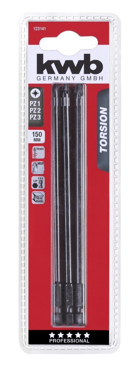 KWB lange bits 3 delig - 150mm Torsie