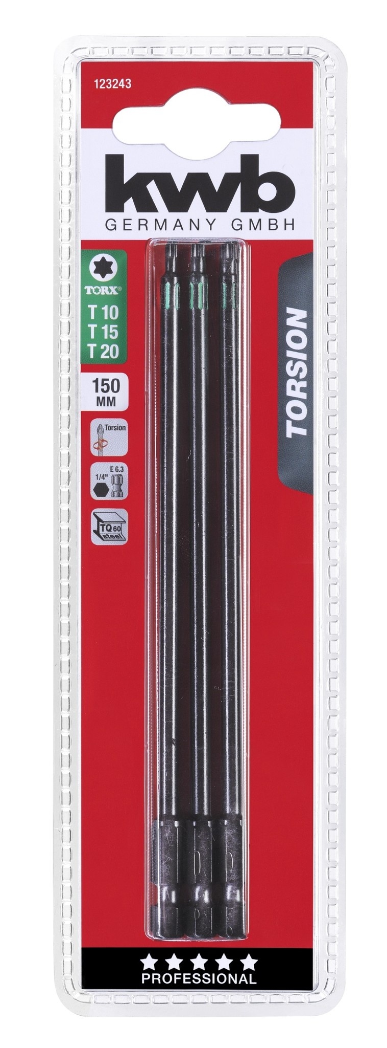 KWB lange bits torx 3 delig - 150mm torsie