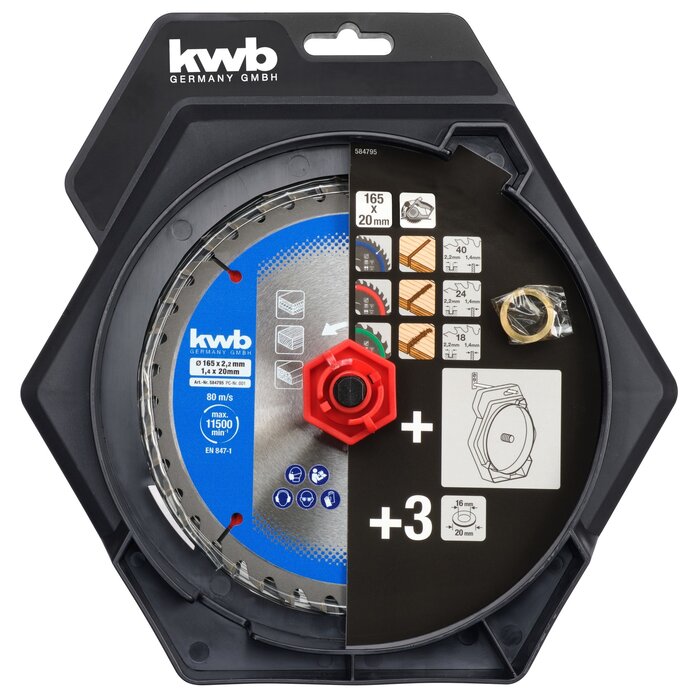 KWB ZaagbladSet 165 x 20mm 18/24/40Tands