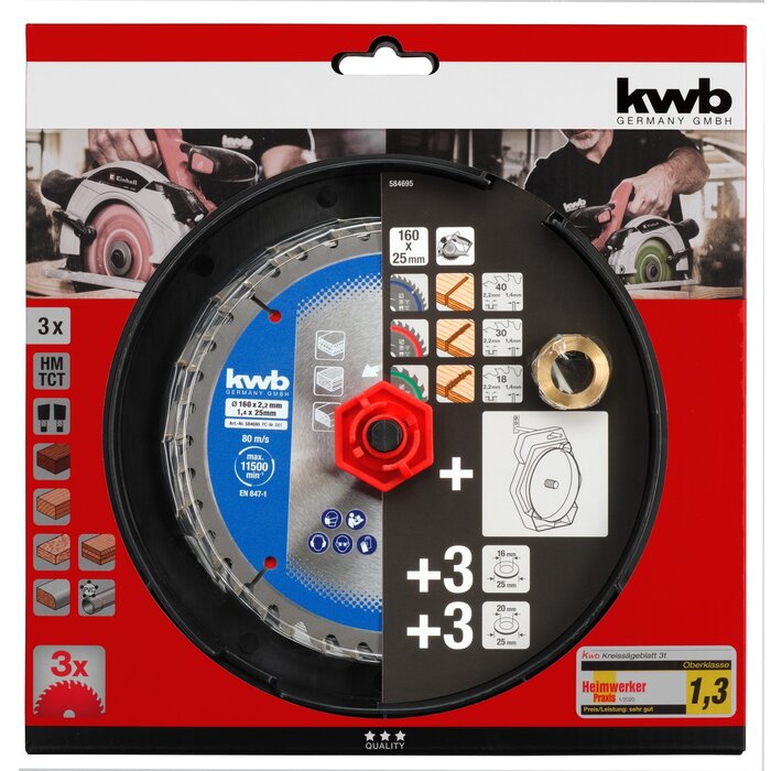 KWB Zaagbladset 160 x 25/20/16 mm 18/30/40Tands