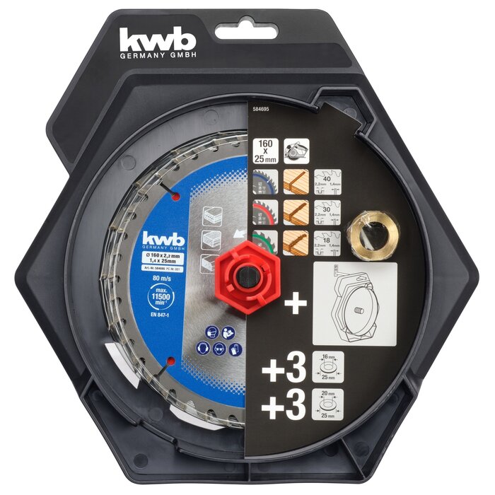KWB Zaagbladset 160 x 25/20/16 mm 18/30/40Tands