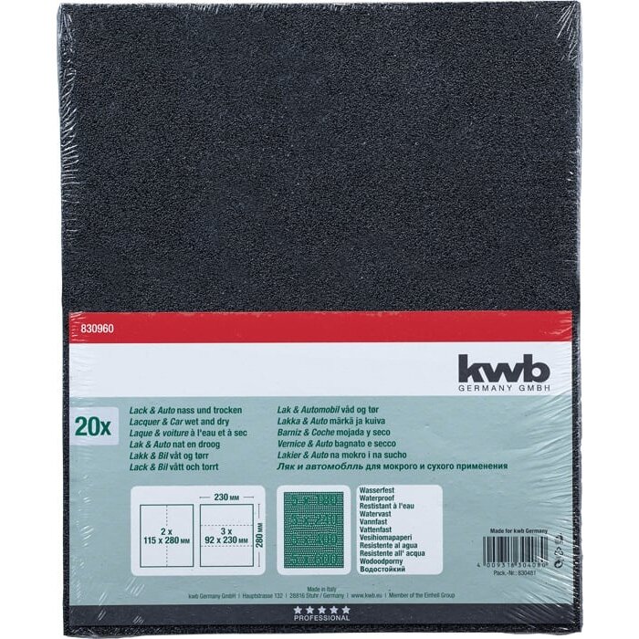 KWB Schuurpapier 230x280mm Waterproof 20st.