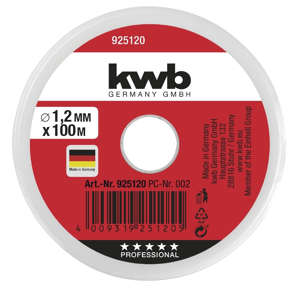 KWB Metselkoord rood 1,2mm x 100m1