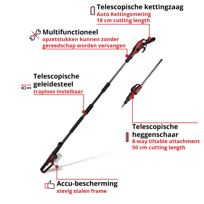 Einhell GP-HC 18/5020 Li T BL Solo - Accu Tuin-Multitool - Power X-Change