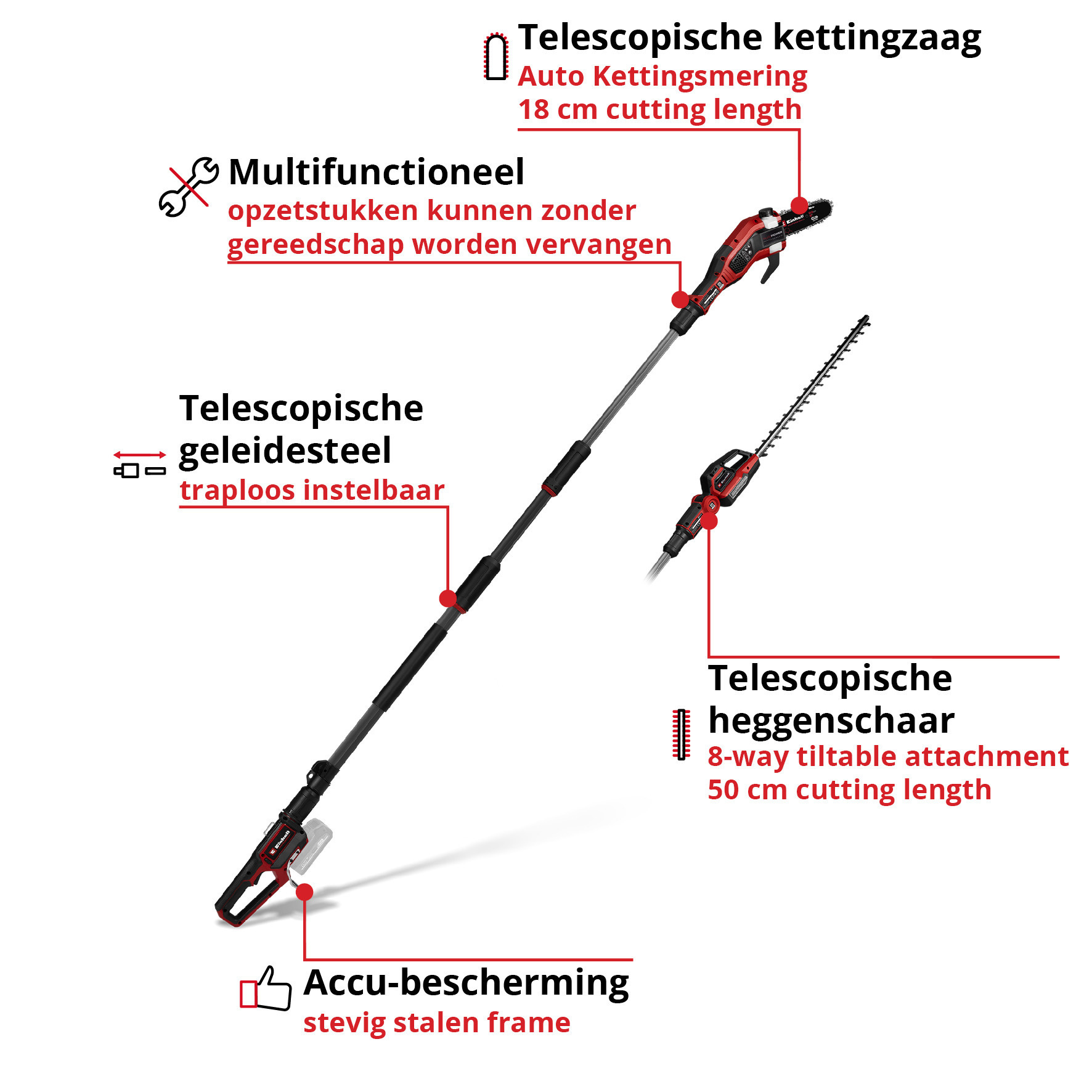 Einhell GP-HC 18/5020 Li T BL Solo - Accu Tuin-Multitool - Power X-Change