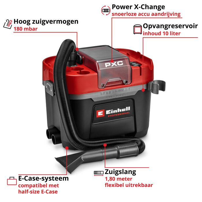 Einhell TP-VC 18/10 Li BL L-Solo – Accu Nat- en Droogzuiger Professional Power X-Change