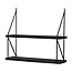 Wandrek zwart met 2 planken
