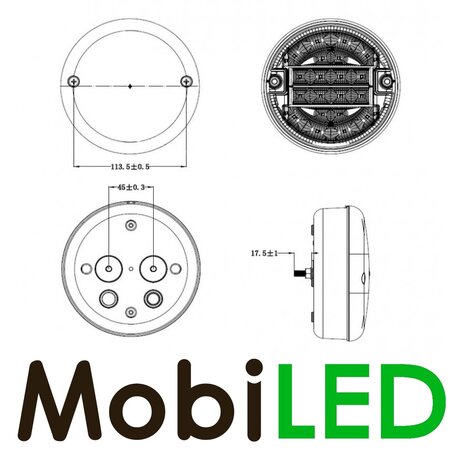 Hamburger round rear light E-mark 9-33 volts 3 functions Hamburger round rear light E-mark 9-33 volts 3 functions