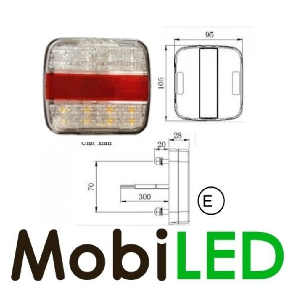 Feu arrière blanc 12-24 volts 3 fonctions E-marque Feu arrière blanc 12-24 volts 3 fonctions E-marque
