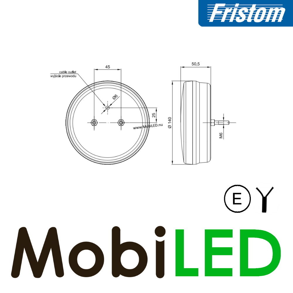 Fristom Neon look Rond achterlicht 3 functies kabel Fristom Neon look Rond achterlicht 3 functies kabel