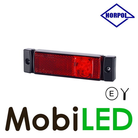 HORPOL Feu de marquage Rectangle avec réflecteur Rouge 12-24 volts E-marque