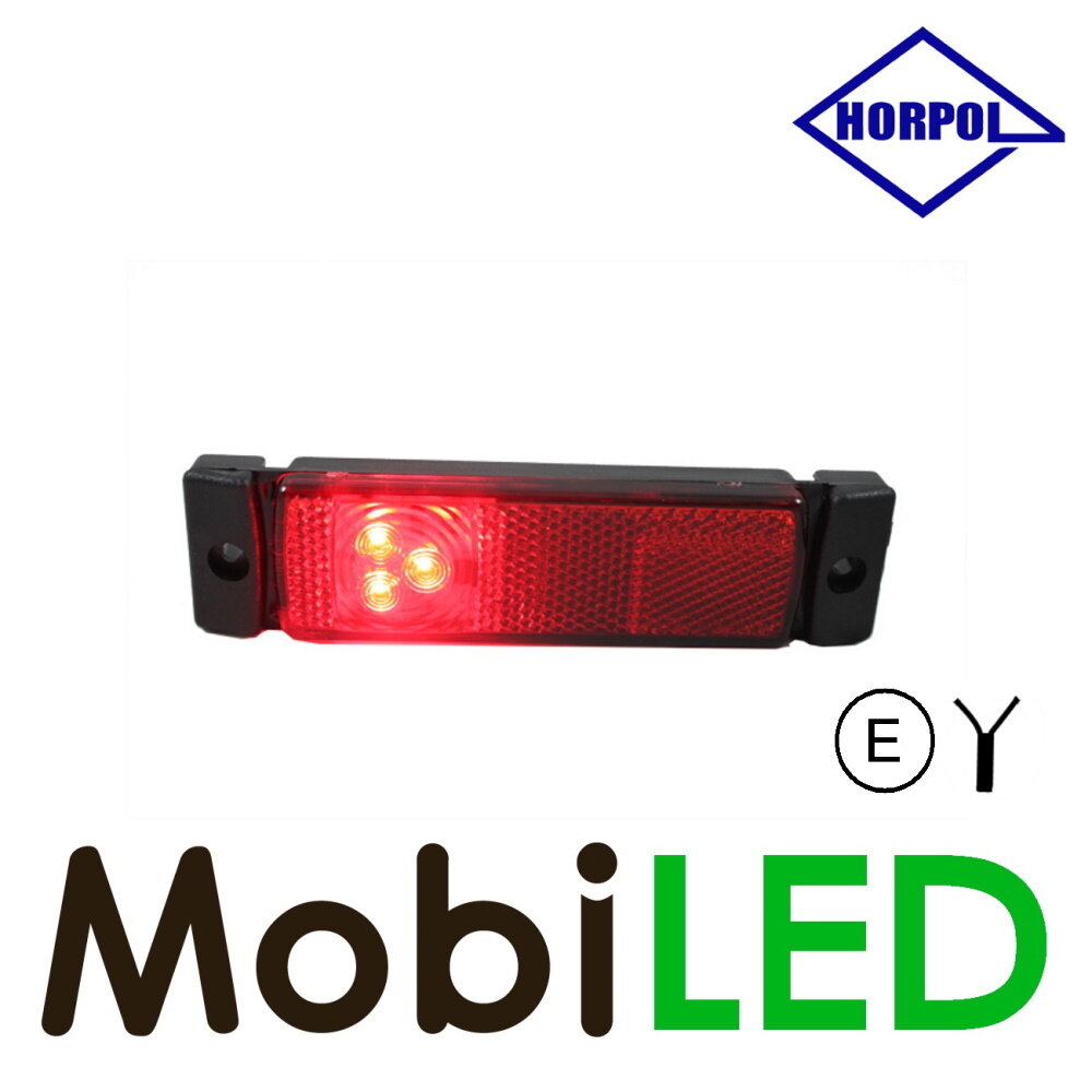 HORPOL Feu de marquage Rectangle avec réflecteur Rouge 12-24 volts E-marque