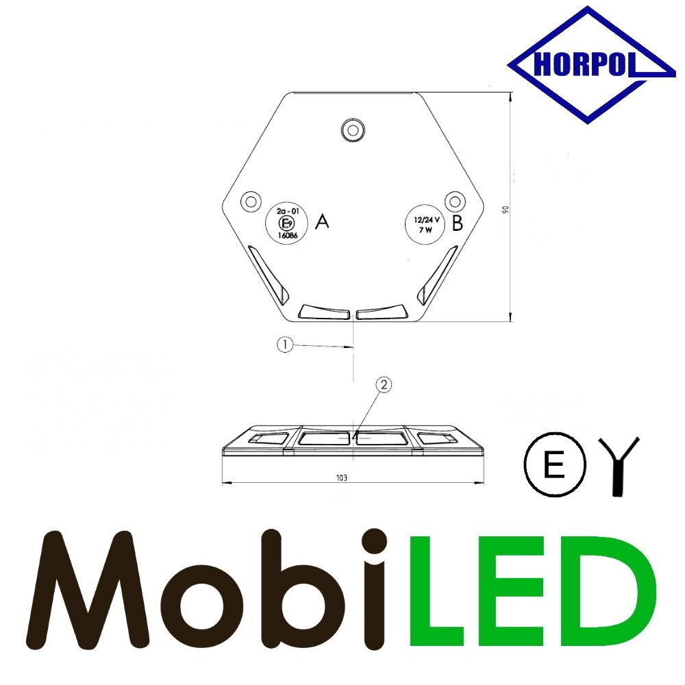 HORPOL Marquage du hayon élévateur ambre aluminium 12-24 volts
