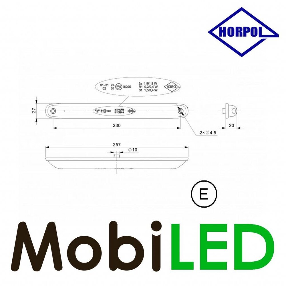 HORPOL Super mince Feu arrière 12–24 volts 3 fonctions E-marque HORPOL Super mince Feu arrière 12–24 volts 3 fonctions E-marque
