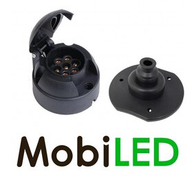 Stekkerdoos zwart Kunststof 7-polig Stekkerdoos zwart Kunststof 7-polig