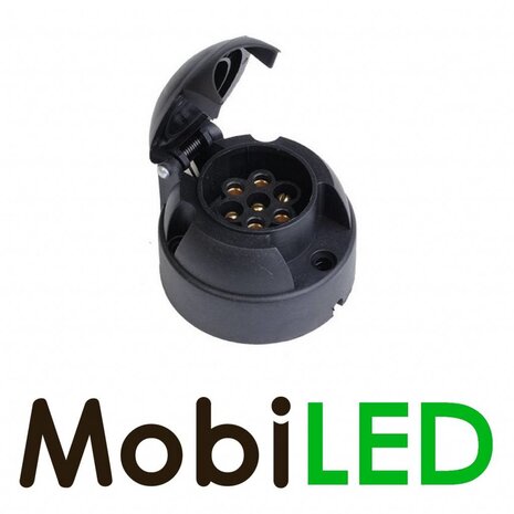 Stekkerdoos zwart Kunststof 7-polig Stekkerdoos zwart Kunststof 7-polig