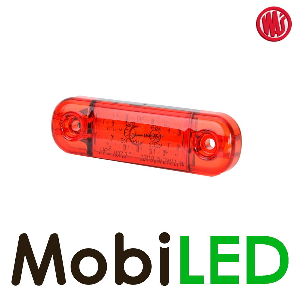 WAS WAS Markering Slim line Rood E-keur 12-24 volt