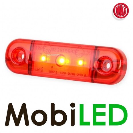 WAS WAS Markering Slim line Rood E-keur 12-24 volt