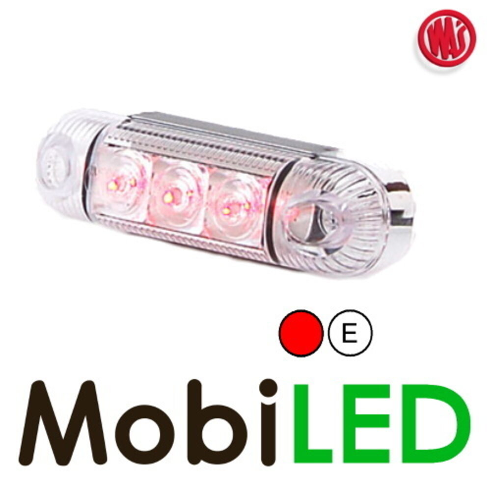 WAS Contour lighting transparent red surface mounting 12-24 volt E-mark WAS Contour lighting transparent red surface mounting 12-24 volt E-mark