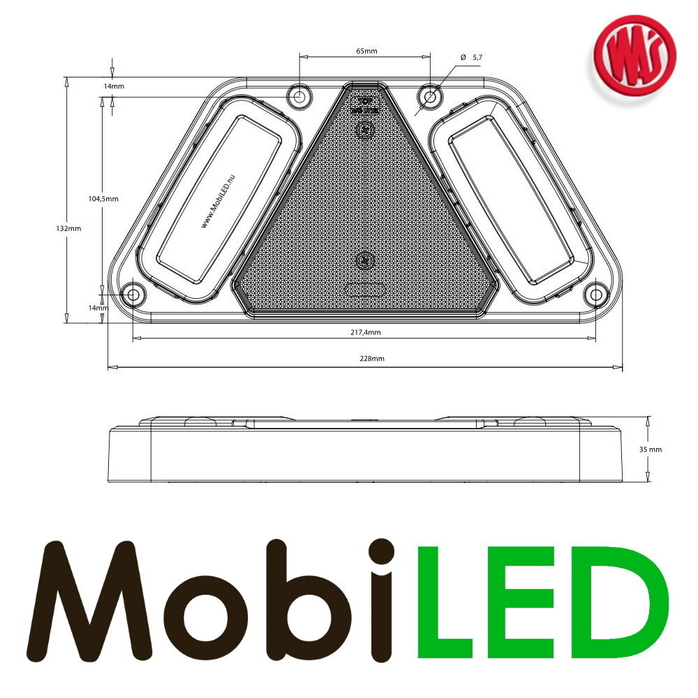 WAS WAS 228 Serie Achterlicht 5 functies en reflector Links WAS WAS 228 Serie Achterlicht 5 functies en reflector Links