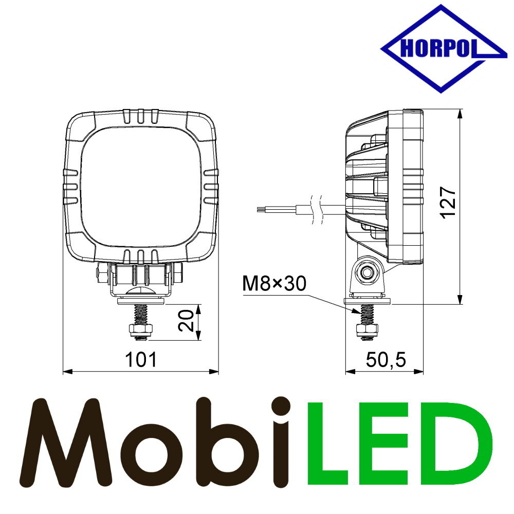 HORPOL Work lamp 8 watt square magnet HORPOL Work lamp 8 watt square magnet