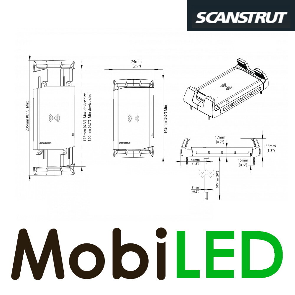 Scanstrut Support et chargeur de téléphone extérieur sans fil Scanstrut Support et chargeur de téléphone extérieur sans fil