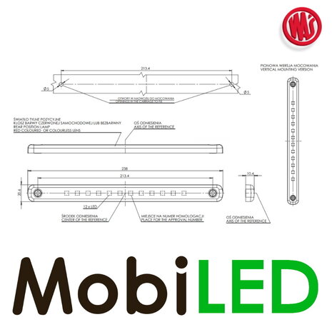 WAS Front position light long white WAS Front position light long white