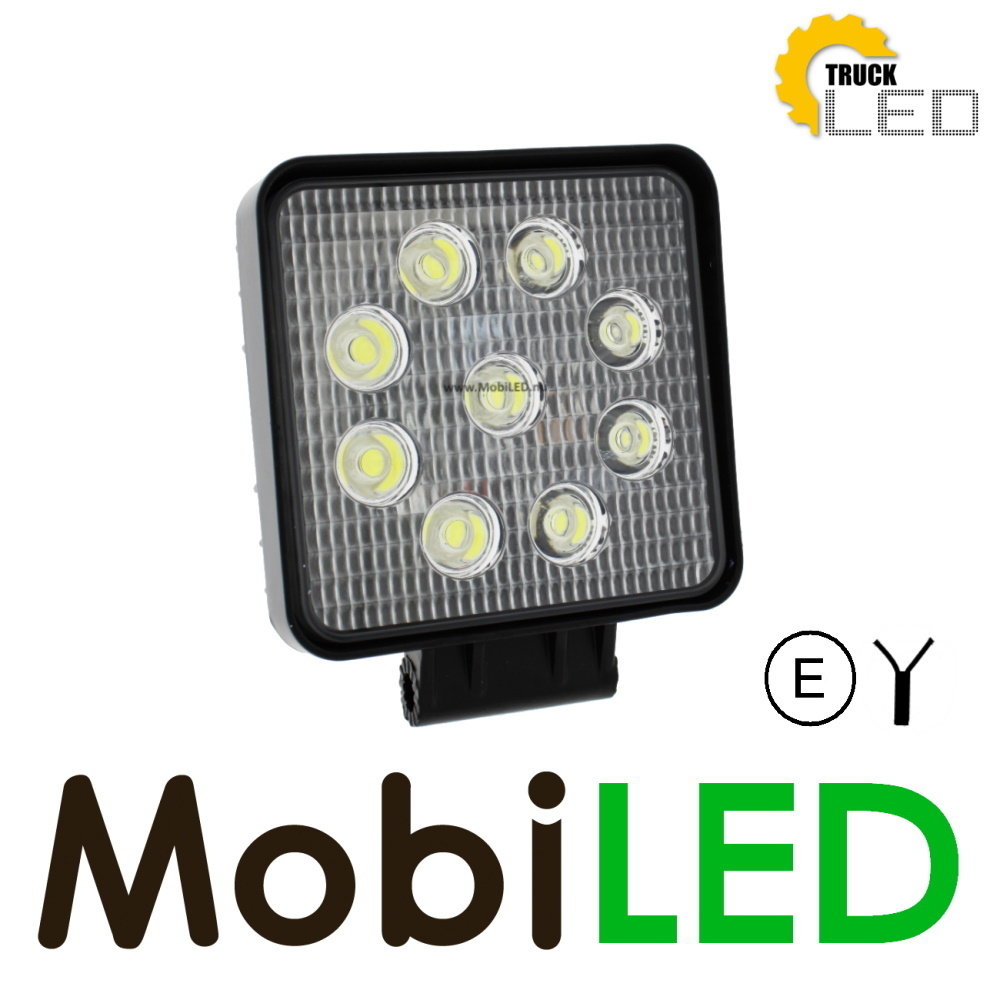 TruckLED Lampe de travail carré 27 watt LED E-mark