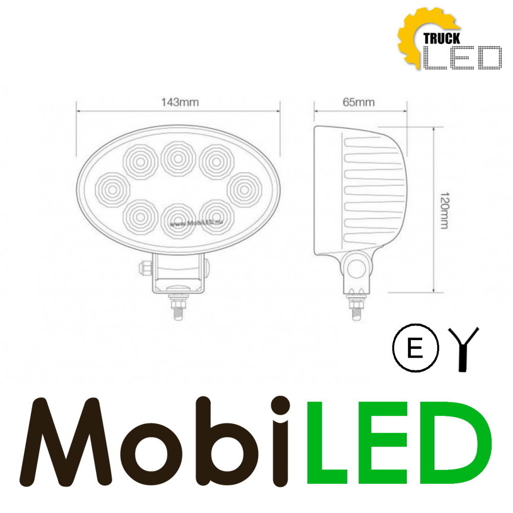 TruckLED 27 watt oval work light E-mark