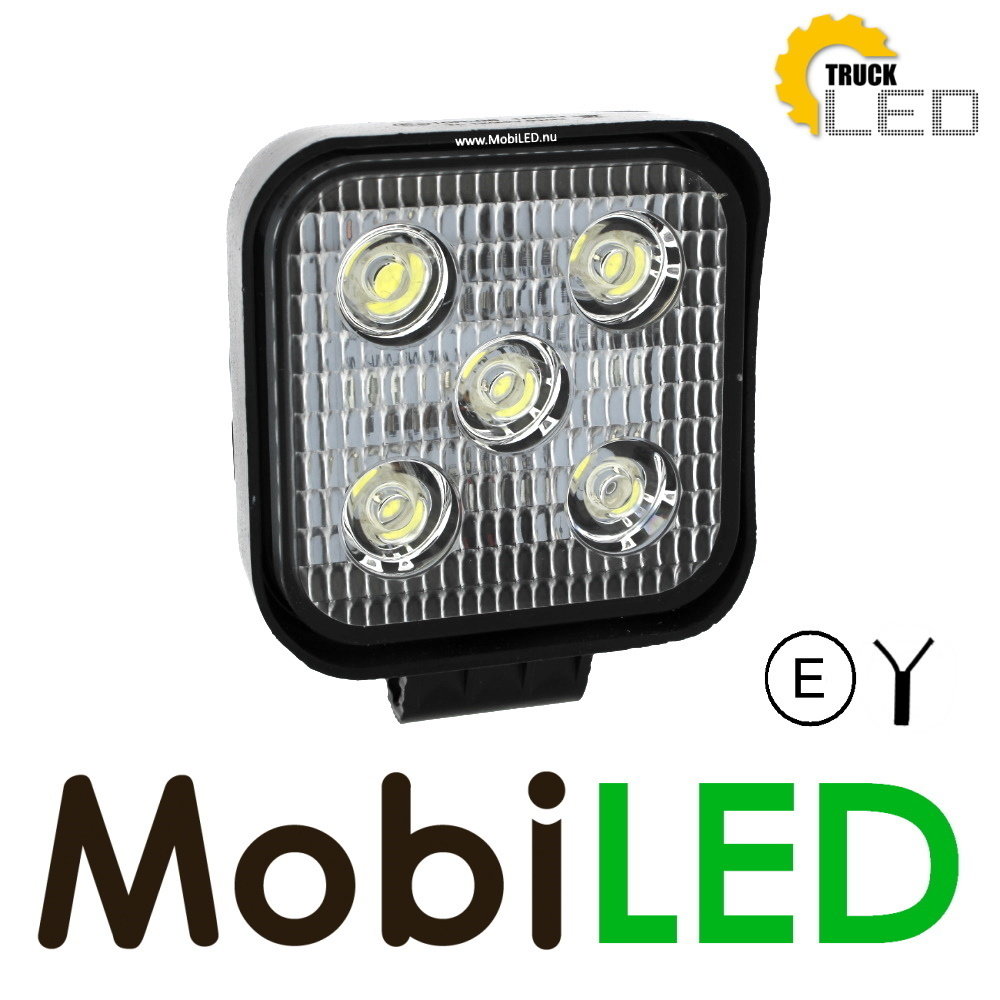 TruckLED Work lamp 15 watt square mini E-mark with 2m cable TruckLED Work lamp 15 watt square mini E-mark with 2m cable