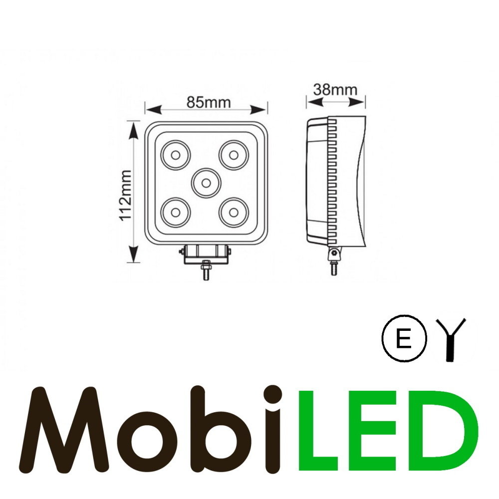 TruckLED Werklamp 15w vierkant mini E-Keur met 2m kabel TruckLED Werklamp 15w vierkant mini E-Keur met 2m kabel