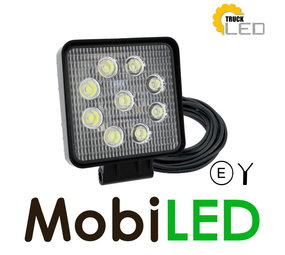 27W square work lamp E-mark 7m cable