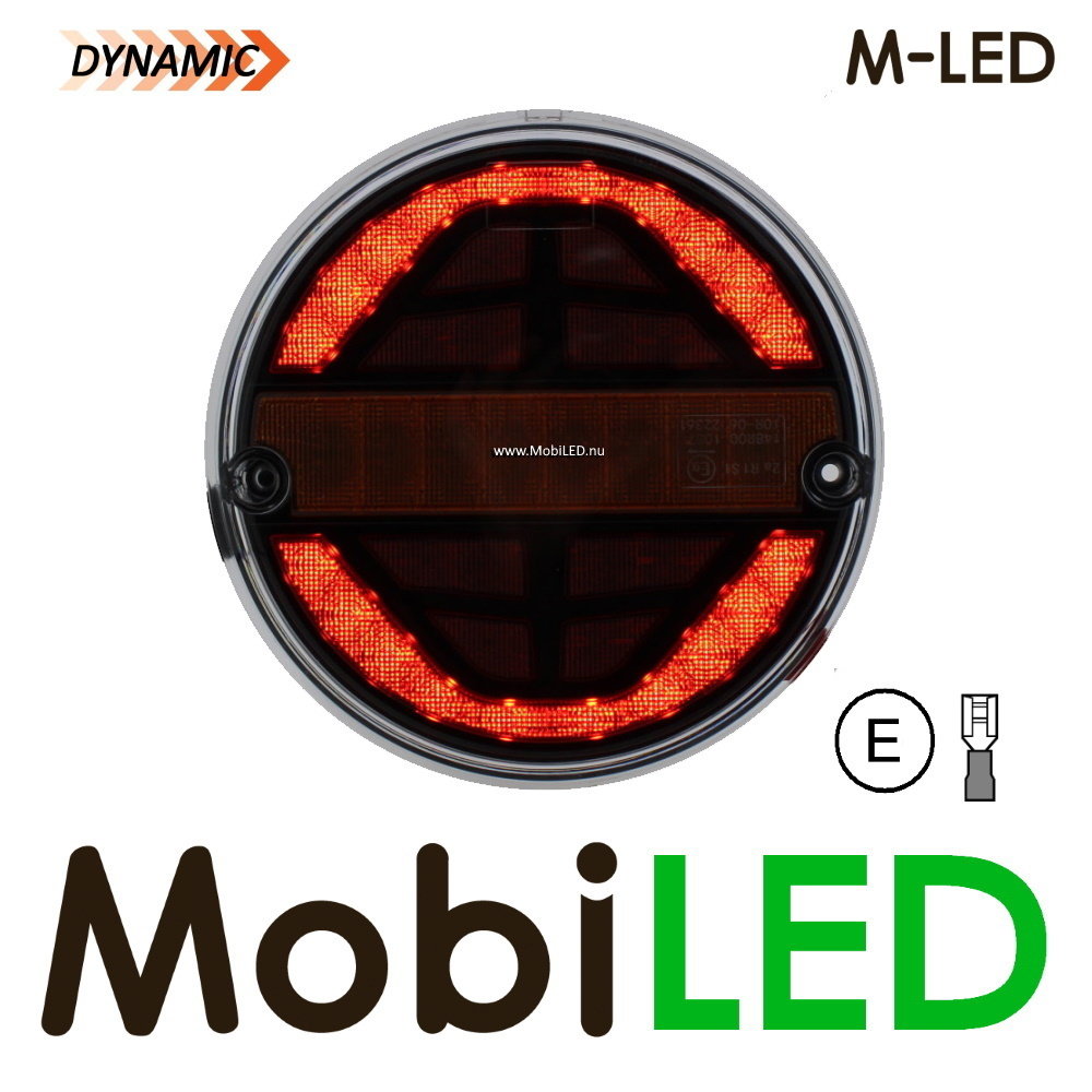 M-LED Feu arrière dynamique rond Hamburger E-marque 9-33 volts 3 fonctions Droit