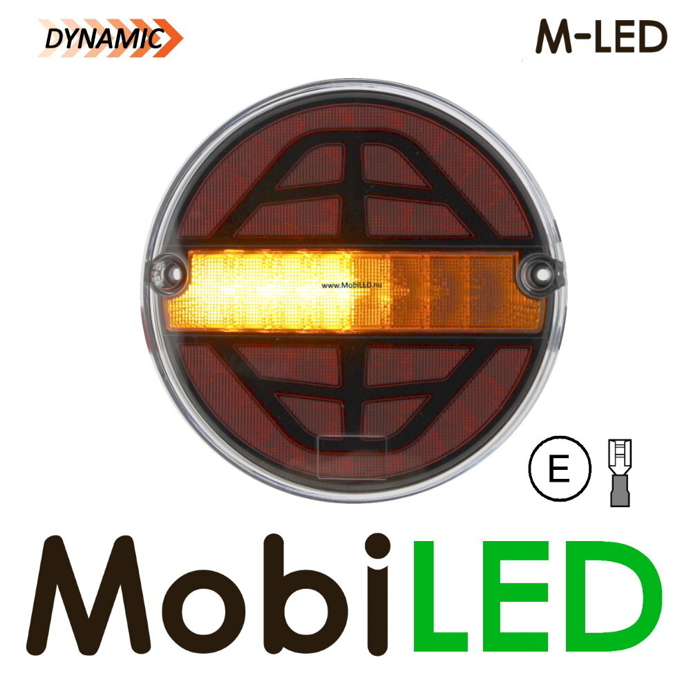 M-LED Dynamisch rond achterlicht E-keur 9-33 volt 3 functies Links M-LED Dynamisch rond achterlicht E-keur 9-33 volt 3 functies Links