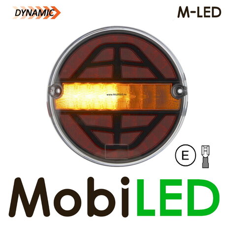 M-LED Dynamisch rond achterlicht E-keur 9-33 volt 3 functies Links M-LED Dynamisch rond achterlicht E-keur 9-33 volt 3 functies Links