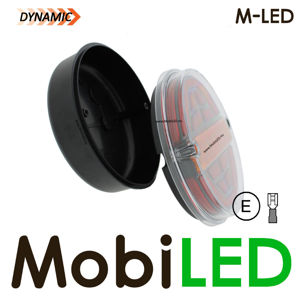 M-LED Dynamic Round rear light E-mark 9-33 volt 3 functions Left M-LED Dynamic Round rear light E-mark 9-33 volt 3 functions Left