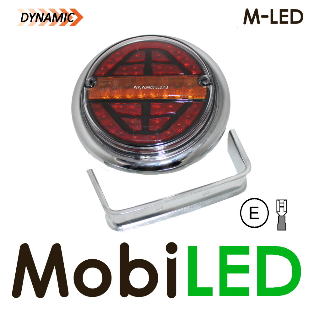 M-LED Dynamisch rond achterlicht E-keur 9-33 volt 3 functies Links M-LED Dynamisch rond achterlicht E-keur 9-33 volt 3 functies Links