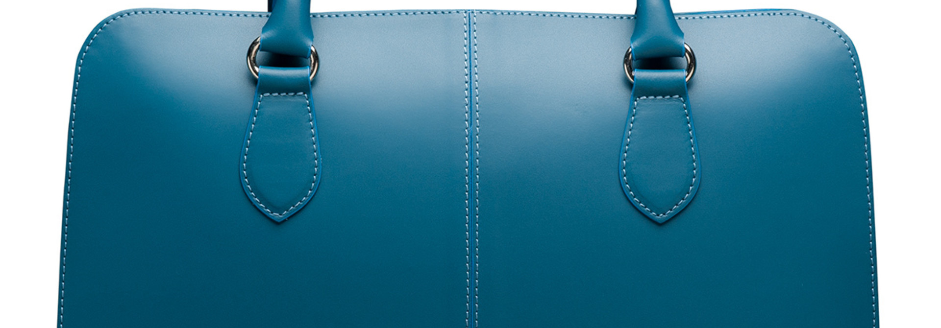 Laptoptas 14 inch- Handtassen Dames- Leer- Schoudertas met Laptopvak- Made in Italy- Turkoois