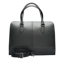 Laptop Bag 15.6 inch, Briefcase for Women, Leather, Shoulder Bag, Crossbody Bag with Shoulder Strap, Made in Italy | Black