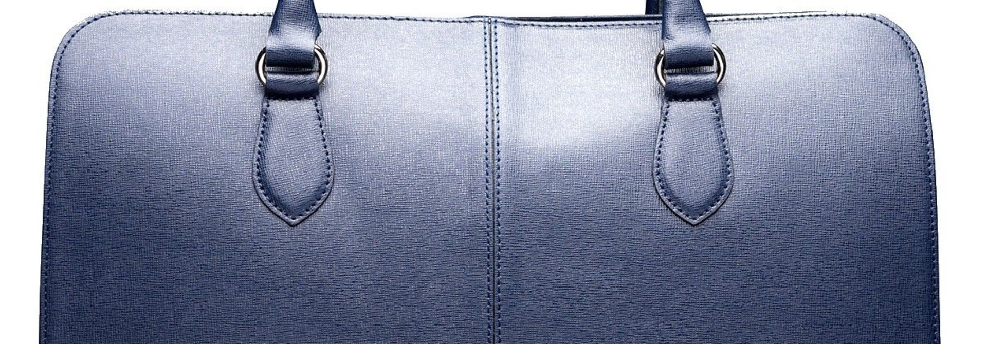 15,6 Zoll Laptoptasche Fuer Damen - Saffianoleder - Professionelle Designer Aktentasche, Handtasche, Schultertasche ohne Trolleyband - Made in Italy - Dunkel Blau