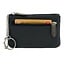 Su.B.dgn Designer Genuine Leather Coin Wallet Key Case with Dual Rings - Outer Card Pocket with Zipper - Black /  Olive
